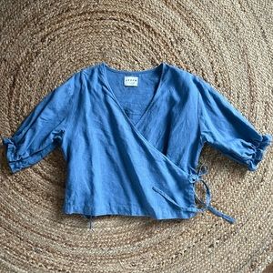 *TRADED* OffOn Loose Linen Wrap Blouse
